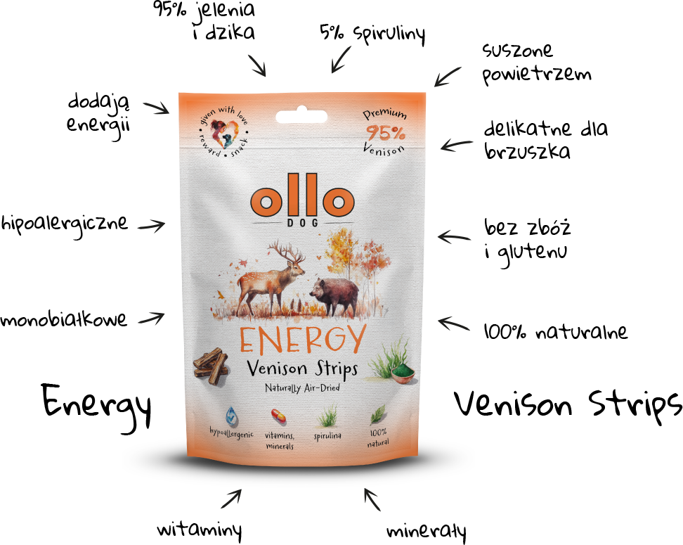 Ollo Air-Dried Energy Venision Strips-arrows