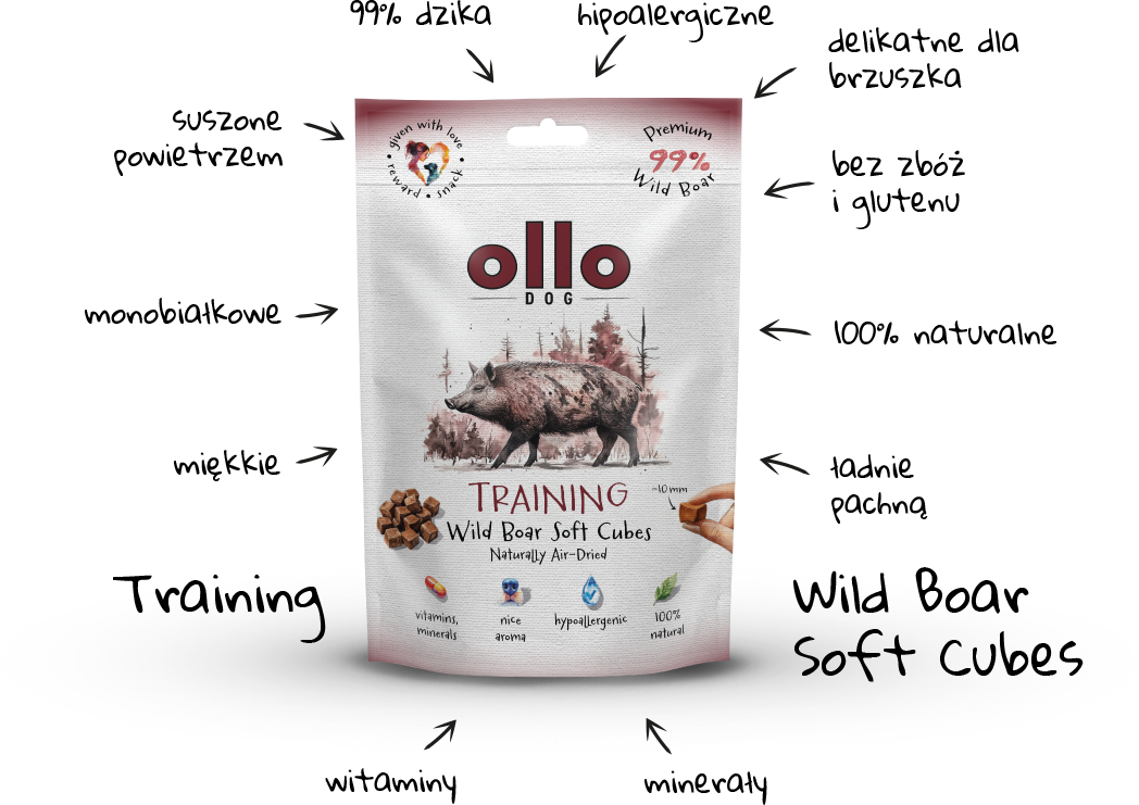 Ollo Air-Dried Training Wild Boar Cubes-arrows