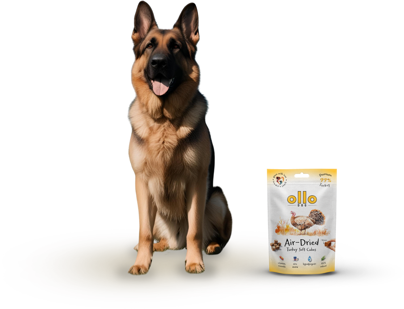 Ollo Air-Dried Turkey Soft Cubes-dog