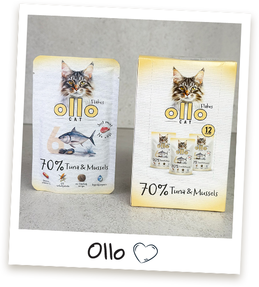 Karma mokra dla kota Ollo Cat w saszetkach nr 6 Tuńczyk i Omułek