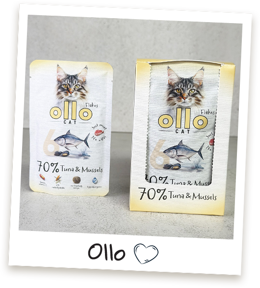 Karma mokra dla kota Ollo Cat w saszetkach nr 6 Tuńczyk i Omułek