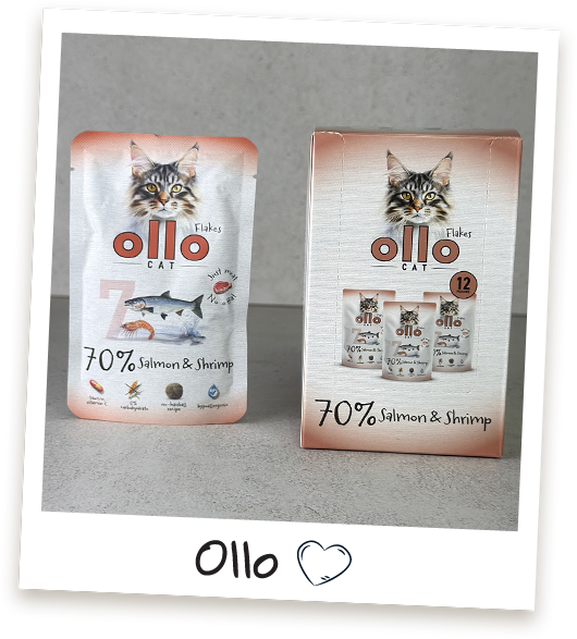 Karma mokra dla kota Ollo Cat w saszetkach nr 7 Łosoś i Krewetki