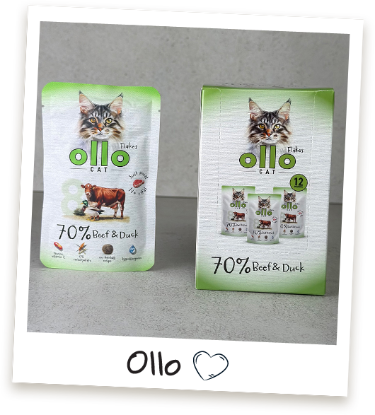 Karma mokra dla kota Ollo Cat w saszetkach nr 8 Wołowina i Kaczka