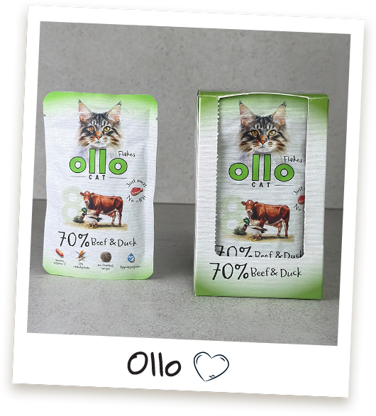 Karma mokra dla kota Ollo Cat w saszetkach nr 8 Wołowina i Kaczka
