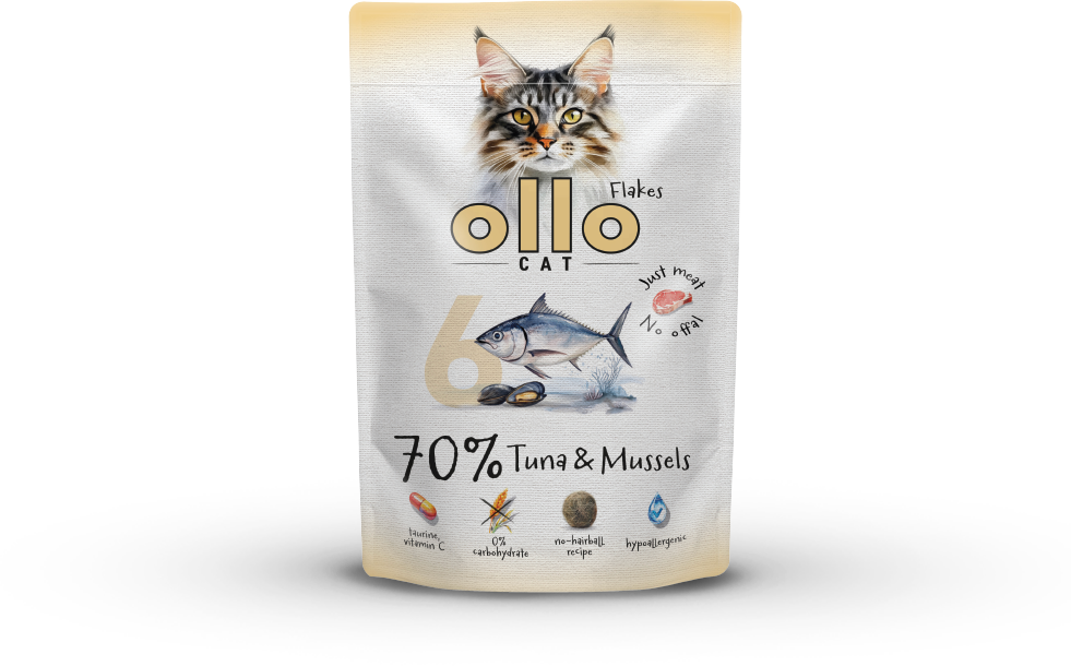 Karma mokra dla kota Ollo Cat w saszetkach nr 6 Tuńczyk i Omułek Zielonowargowy