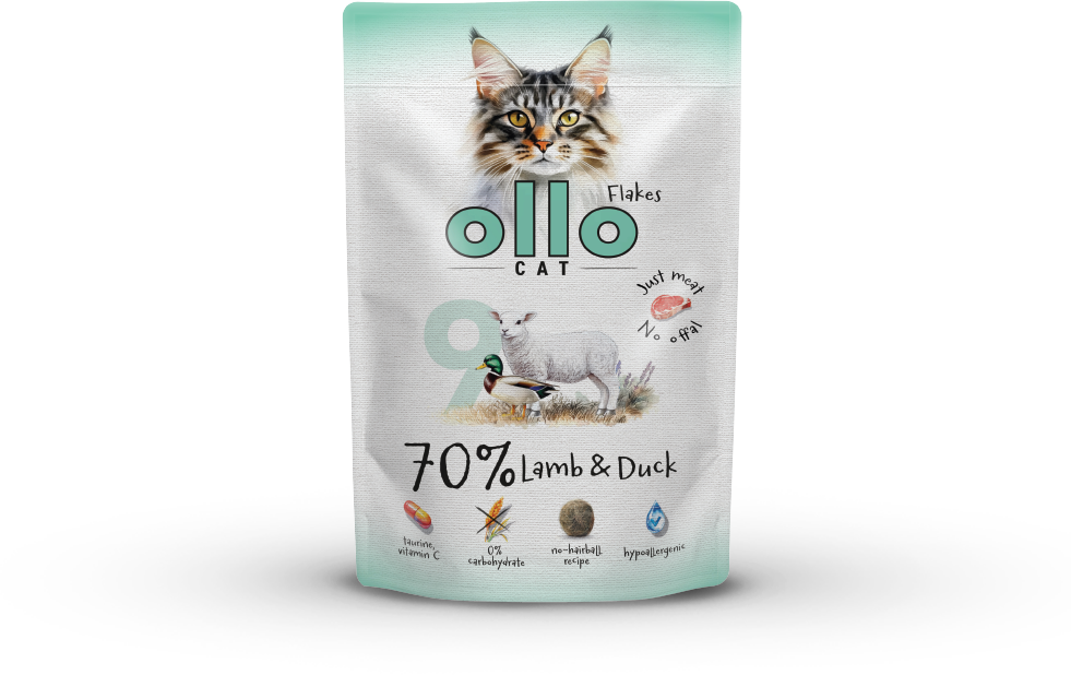 Karma mokra dla kota Ollo Cat w saszetkach nr 9 Jagnięcina i Kaczka